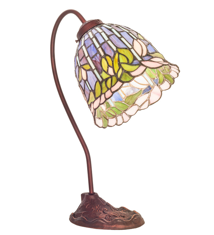 Meyda Tiffany Lighting 247789 Tiffany Flowering Lotus One Light Desk Lamp Lamp Bronze / Dark