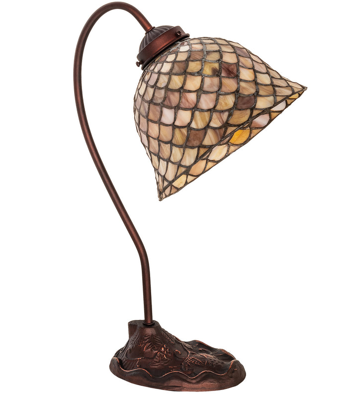 Meyda Tiffany Lighting 247821 Tiffany Fishscale One Light Table Lamp Lamp Bronze / Dark