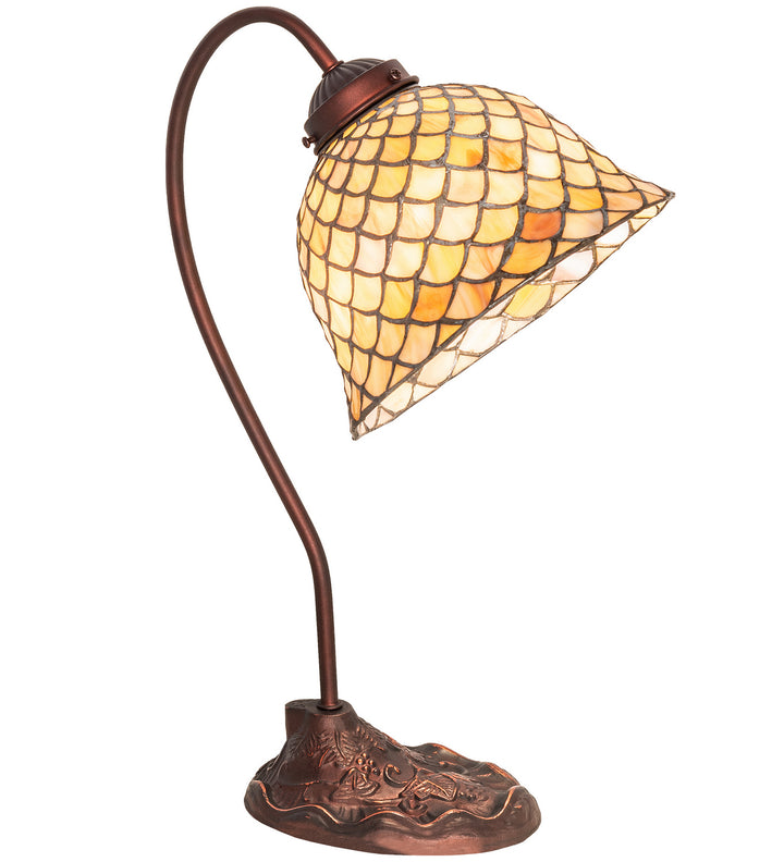 Meyda Tiffany Lighting 247821 Tiffany Fishscale One Light Table Lamp Lamp Bronze / Dark