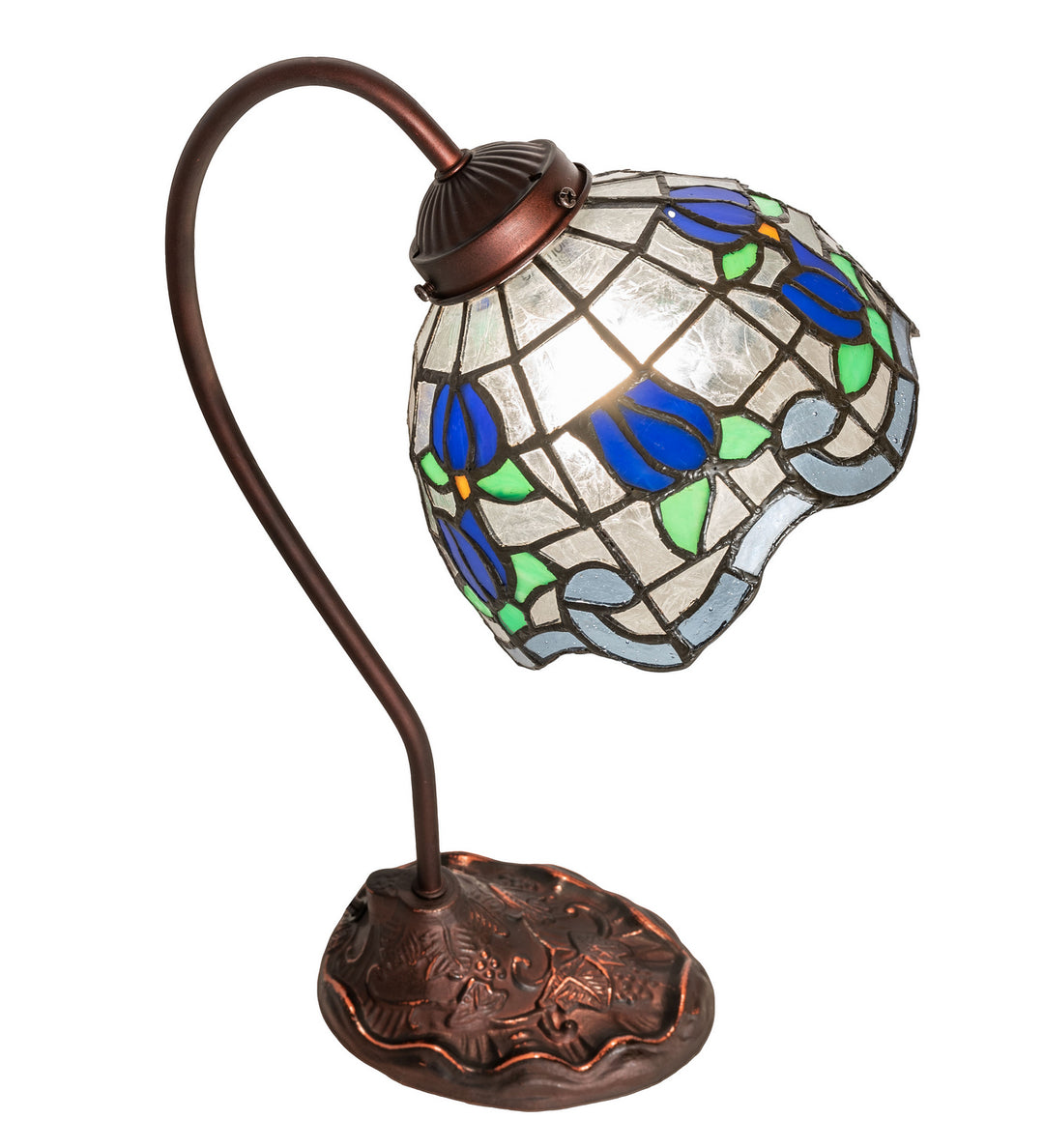 Meyda Tiffany Lighting 247918 Roseborder One Light Desk Lamp Lamp Bronze / Dark