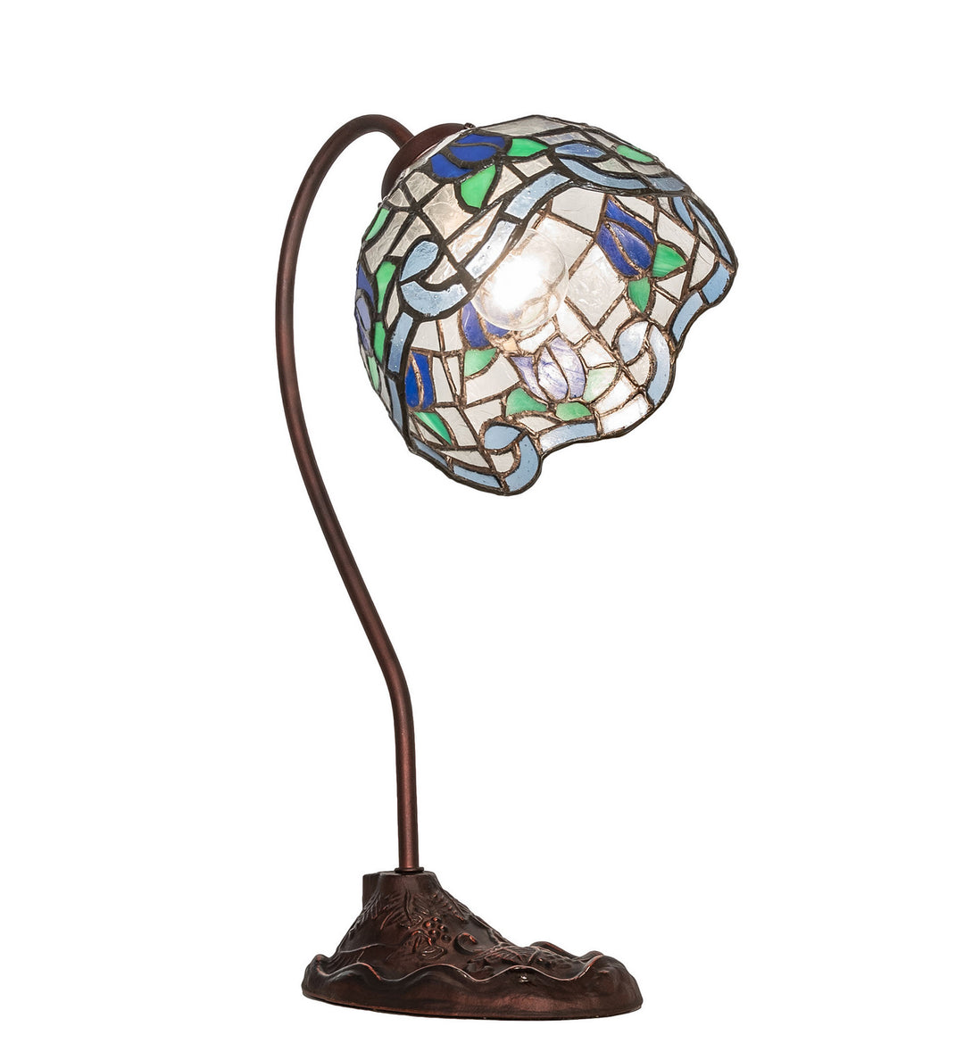 Meyda Tiffany Lighting 247918 Roseborder One Light Desk Lamp Lamp Bronze / Dark