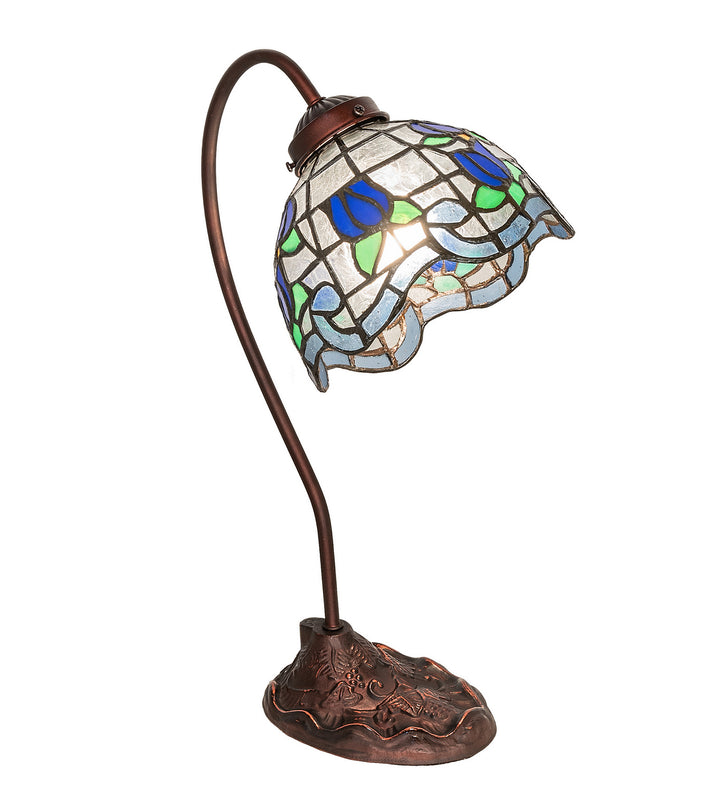 Meyda Tiffany Lighting 247918 Roseborder One Light Desk Lamp Lamp Bronze / Dark