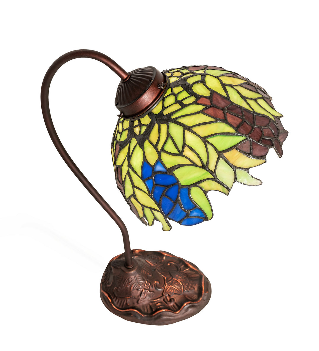 Meyda Tiffany Lighting 247919 Tiffany Honey Locust One Light Desk Lamp Lamp Bronze / Dark