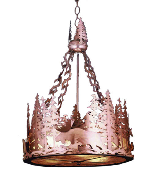 Meyda Tiffany Moose At Dusk 50191 Pendant Light - Antique Copper