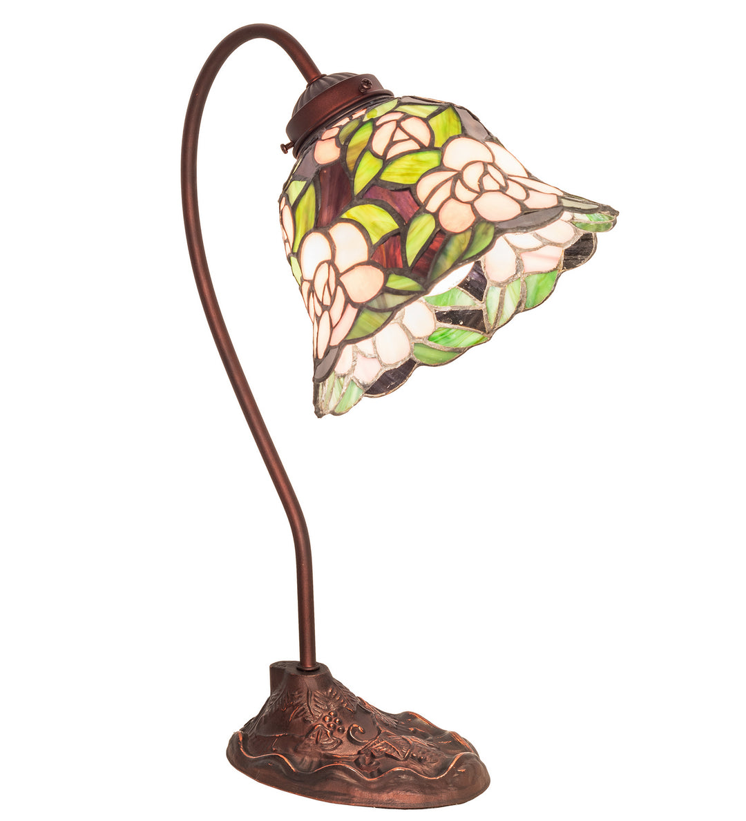 Meyda Tiffany Lighting 82790 Begonia One Light Mini Lamp Lamp Bronze / Dark