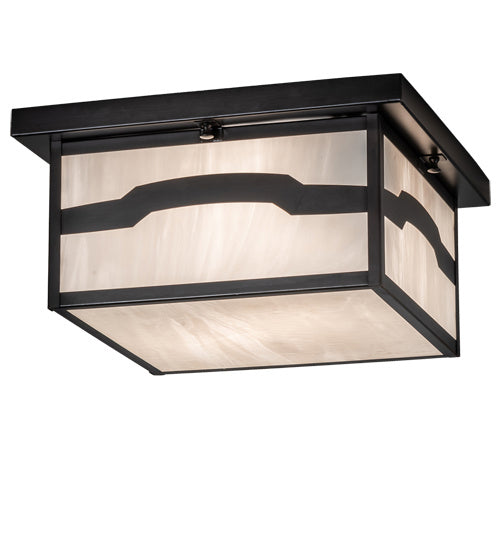 Meyda Tiffany Lighting 87537 Hyde Park Two Light Flushmount Outdoor Bronze / Dark