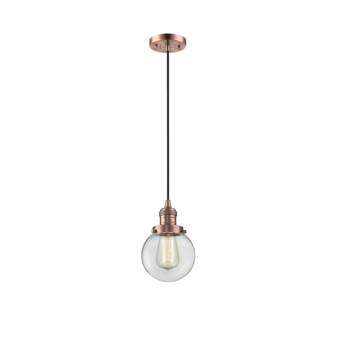 Innovations Franklin Restoration 201C-AC-G202-6 Pendant Light - Antique Copper