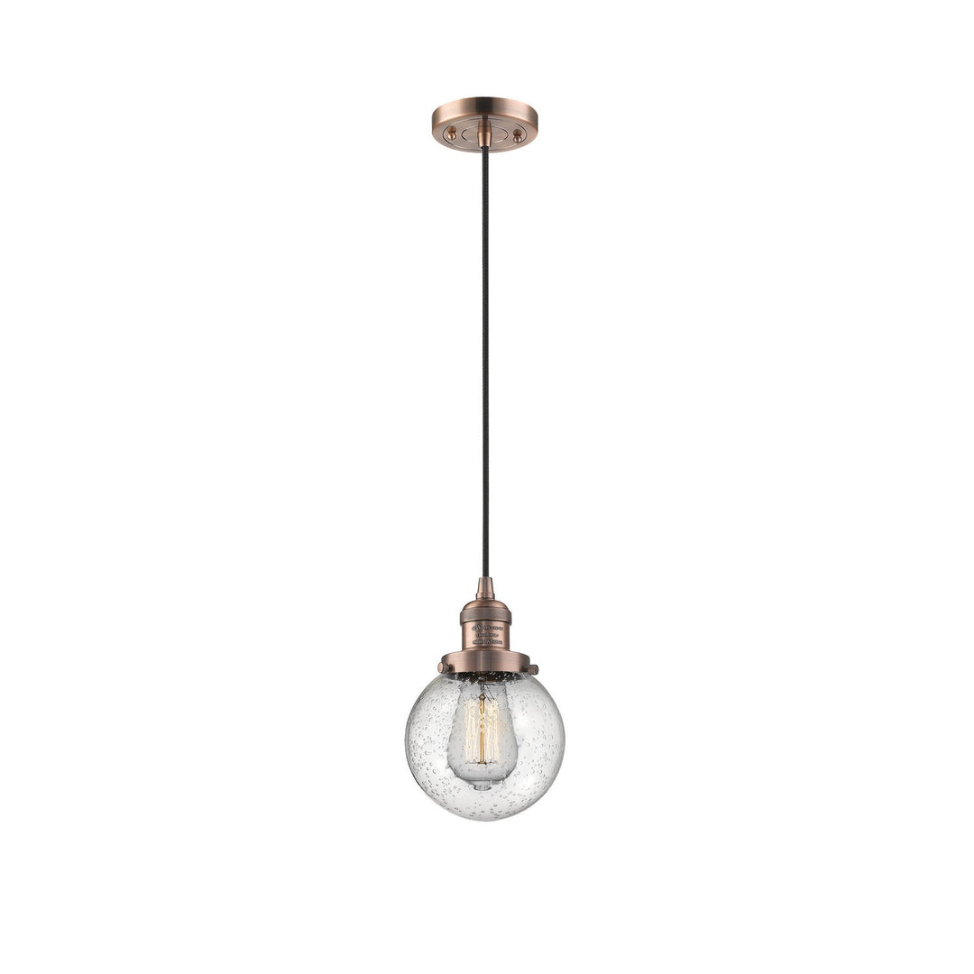 Innovations Franklin Restoration 201C-AC-G204-6-LED Pendant Light - Antique Copper