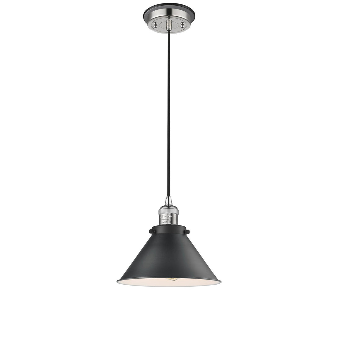 Innovations Franklin Restoration 201CBP-PNBK-M10-BK Pendant Light - Polished Nickel