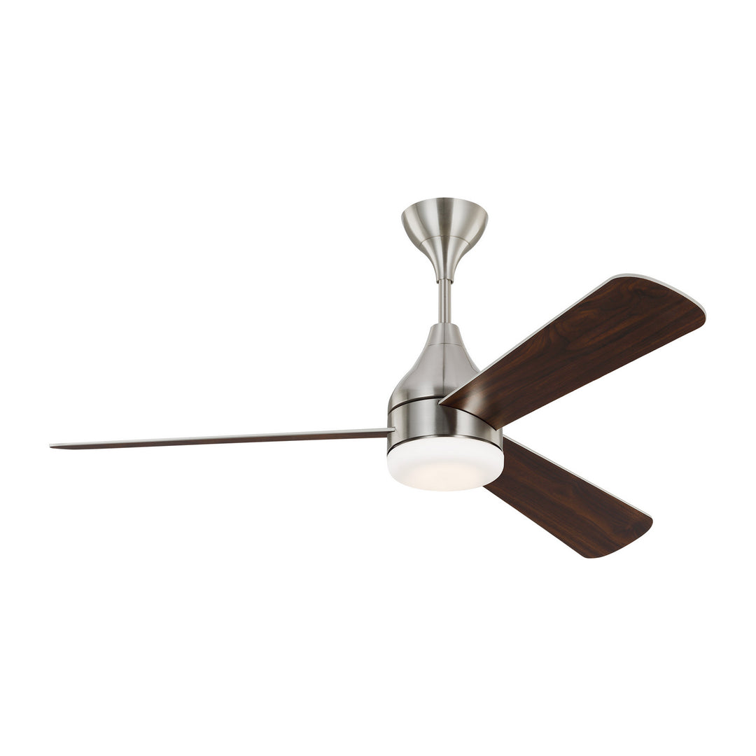 Visual Comfort Fan Streaming 52 Smart LED 3STMSM52BSD Ceiling Fan - Brushed Steel, Silver/American Walnut reversible blades/Silver/American Walnut reversible blades/