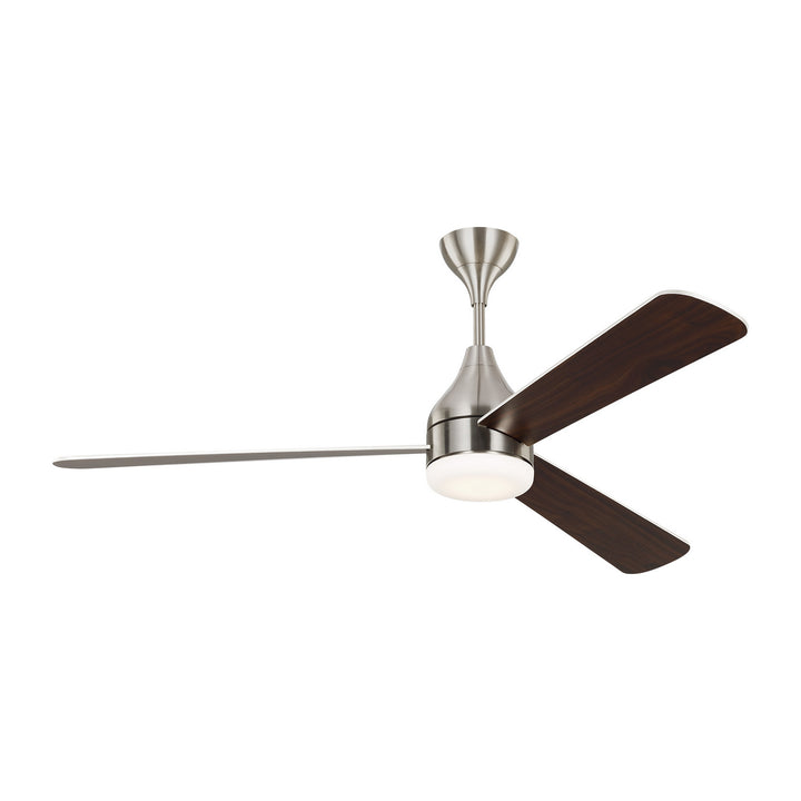 Visual Comfort Fan Streaming 60 Smart LED 3STMSM60BSD Ceiling Fan - Brushed Steel, Silver/American Walnut reversible blades/Silver/American Walnut reversible blades/