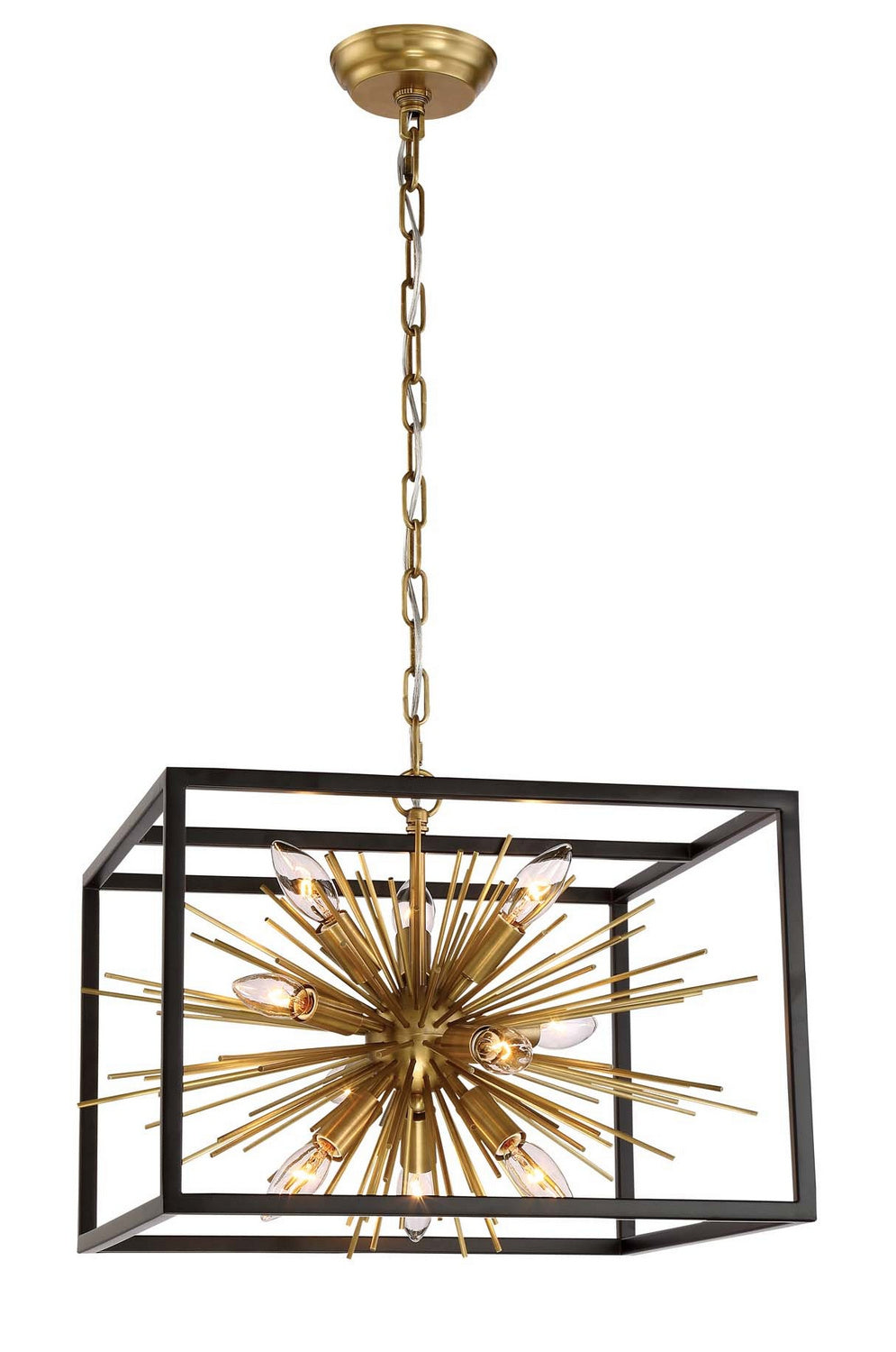 Zeev Burst CD10172-10-AGB+MBK Chandelier Light - Aged Brass