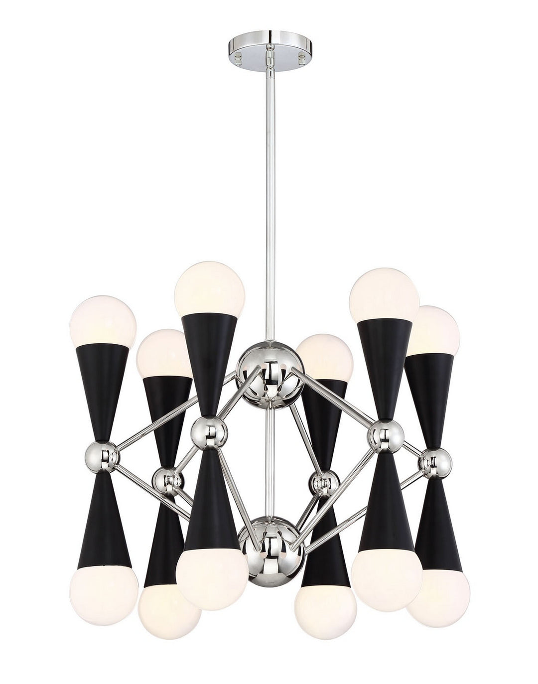 Zeev Crosby CD10220-12-PN+MBK Chandelier Light - Polished Nickel