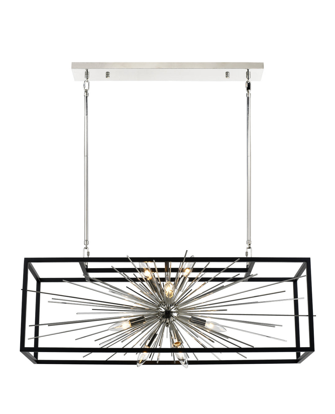 Zeev Burst CD10490-10-PN+MBK Pendant Light - Polished Nickel