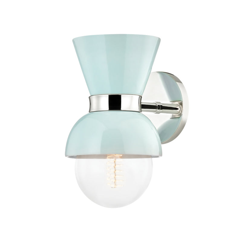 Mitzi Gillian H469101-PN/CRB Wall Sconce Light - Polished Nickel/Ceramic Gloss Robins Egg Blue