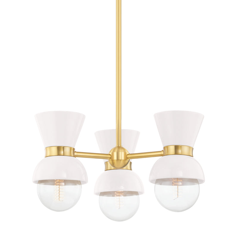 Mitzi Gillian H469603-AGB/CCR Chandelier Light - Aged Brass/Ceramic Gloss Cream