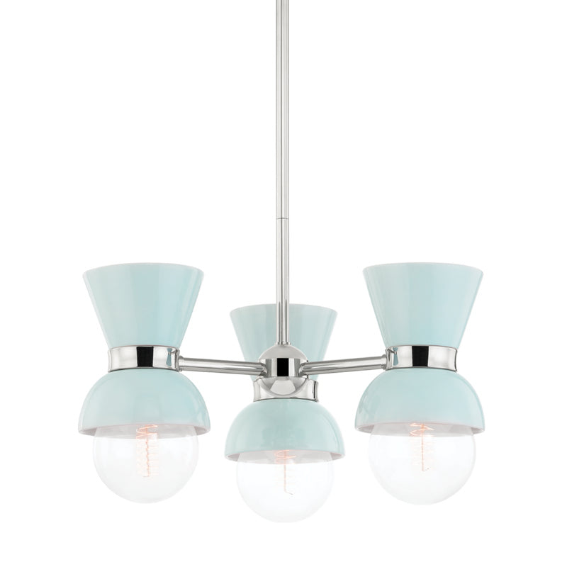 Mitzi Gillian H469603-PN/CRB Chandelier Light - Polished Nickel/Ceramic Gloss Robins Egg Blue