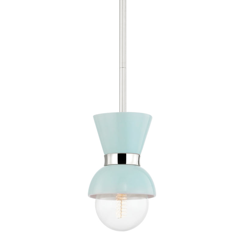 Mitzi Gillian H469701-PN/CRB Pendant Light - Polished Nickel/Ceramic Gloss Robins Egg Blue