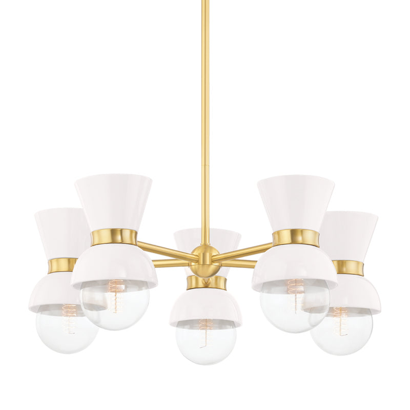 Mitzi Gillian H469805-AGB/CCR Chandelier Light - Aged Brass/Ceramic Gloss Cream