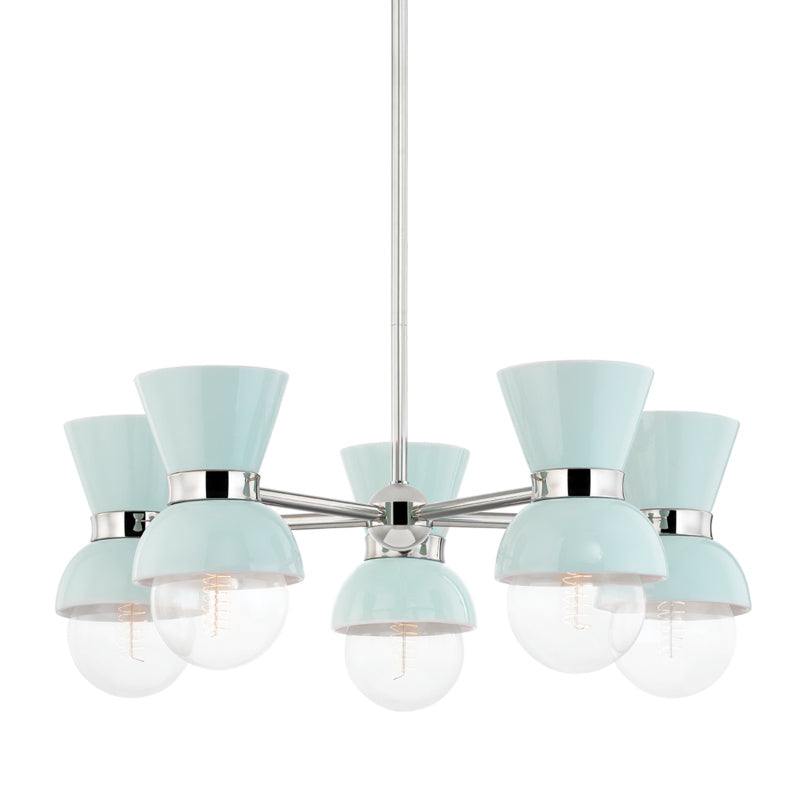 Mitzi Gillian H469805-PN/CRB Chandelier Light - Polished Nickel/Ceramic Gloss Robins Egg Blue