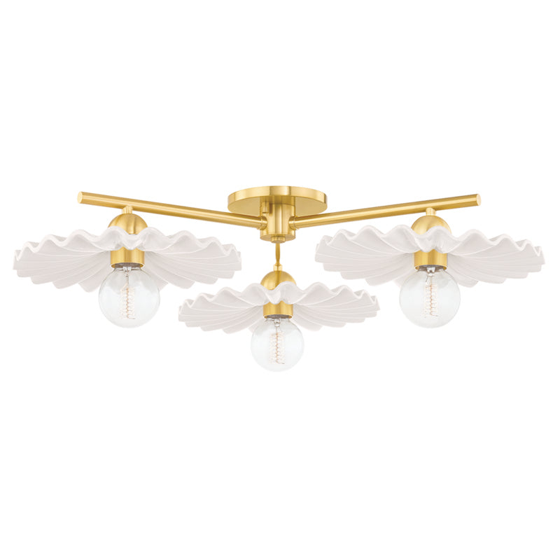 Mitzi Tinsley H499603-AGB/CCR Ceiling Light - Aged Brass/Ceramic Gloss Cream