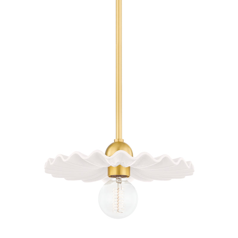 Mitzi Tinsley H499701-AGB/CCR Pendant Light - Aged Brass/Ceramic Gloss Cream