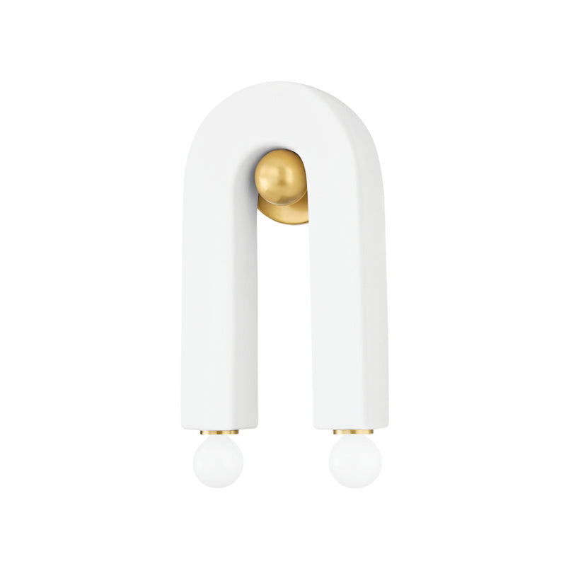 Mitzi Roshani H685102-AGB/CMW Wall Sconce Light - Aged Brass/Ceramic Raw Matte White