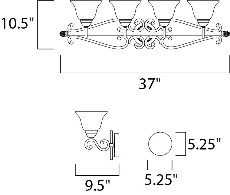 Maxim Manor 12214FIOI Bath Vanity Light 37 in. wide - Oil Rubbed Bronze
