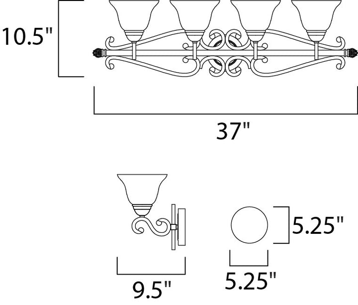 Maxim Manor 12214FIOI Bath Vanity Light 37 in. wide - Oil Rubbed Bronze