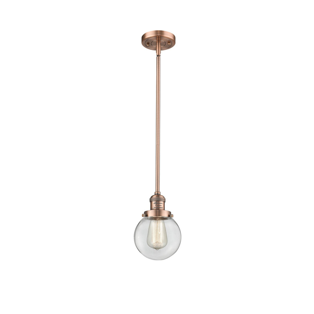 Innovations Franklin Restoration 201S-AC-G202-6-LED Pendant Light - Antique Copper