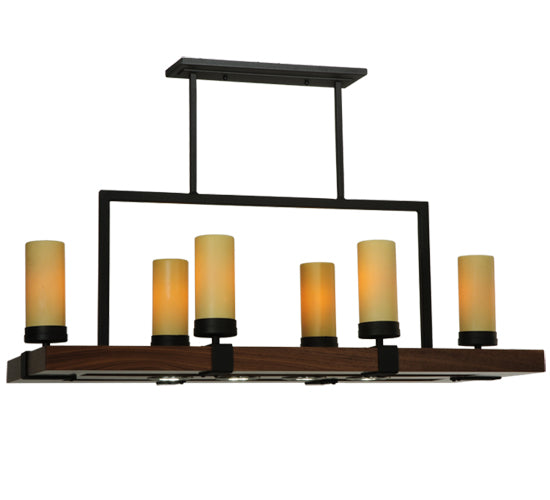 Meyda Tiffany Grand Terrace 122288 Pendant Light - Natural Wood, Wrought Iron