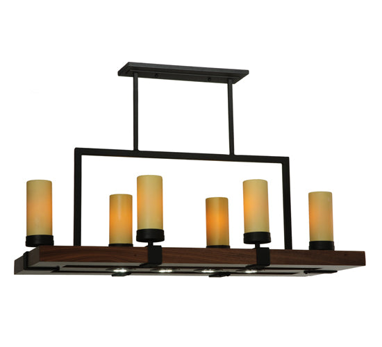 Meyda Tiffany Grand Terrace 122288 Pendant Light - Natural Wood, Wrought Iron