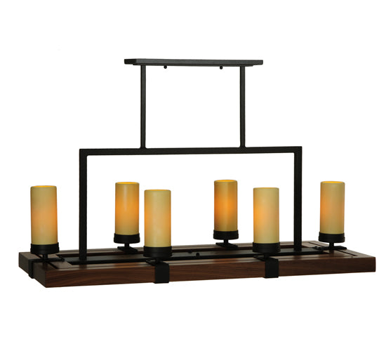 Meyda Tiffany Grand Terrace 122288 Pendant Light - Natural Wood, Wrought Iron