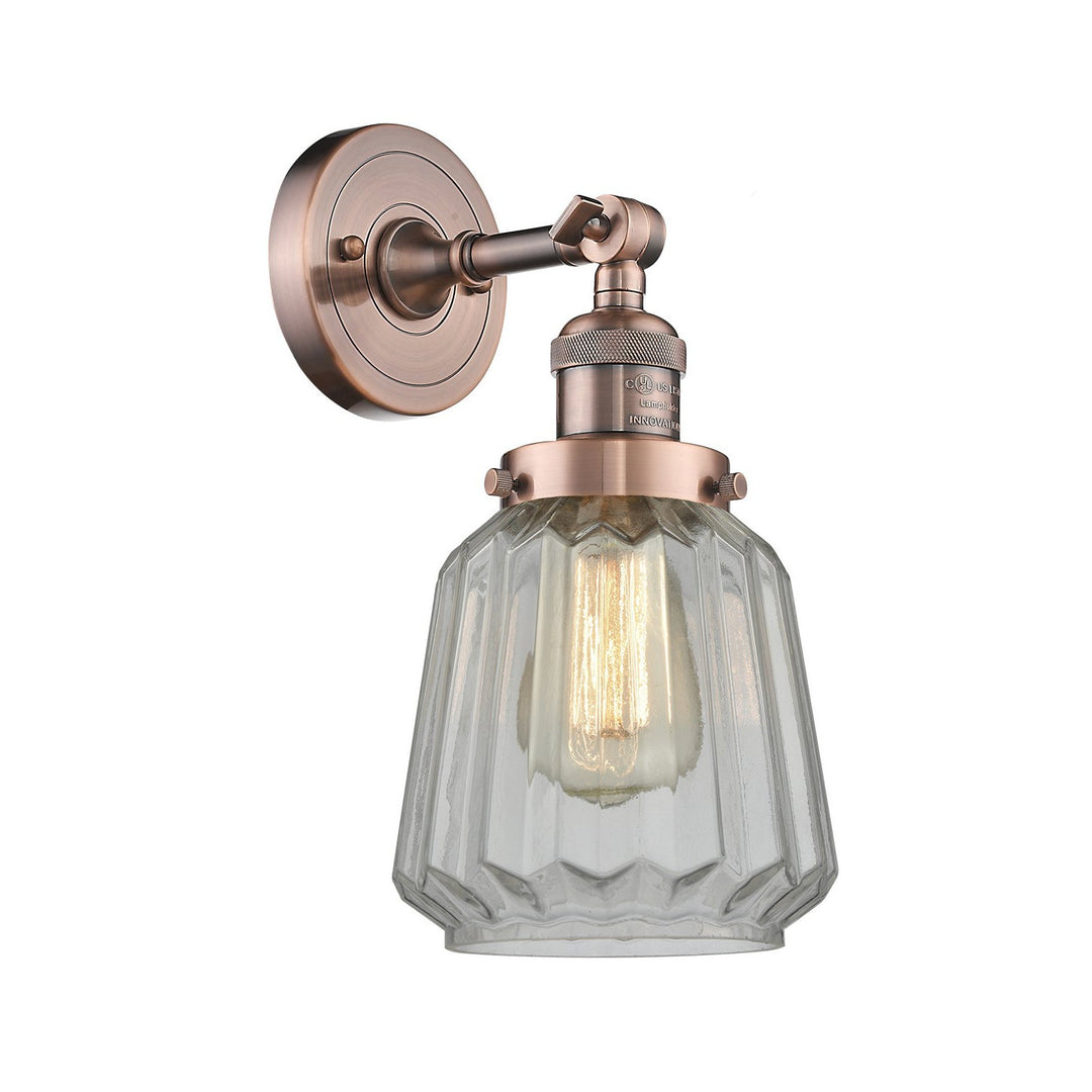 Innovations Franklin Restoration 203-AC-G142-LED Wall Sconce Light - Antique Copper