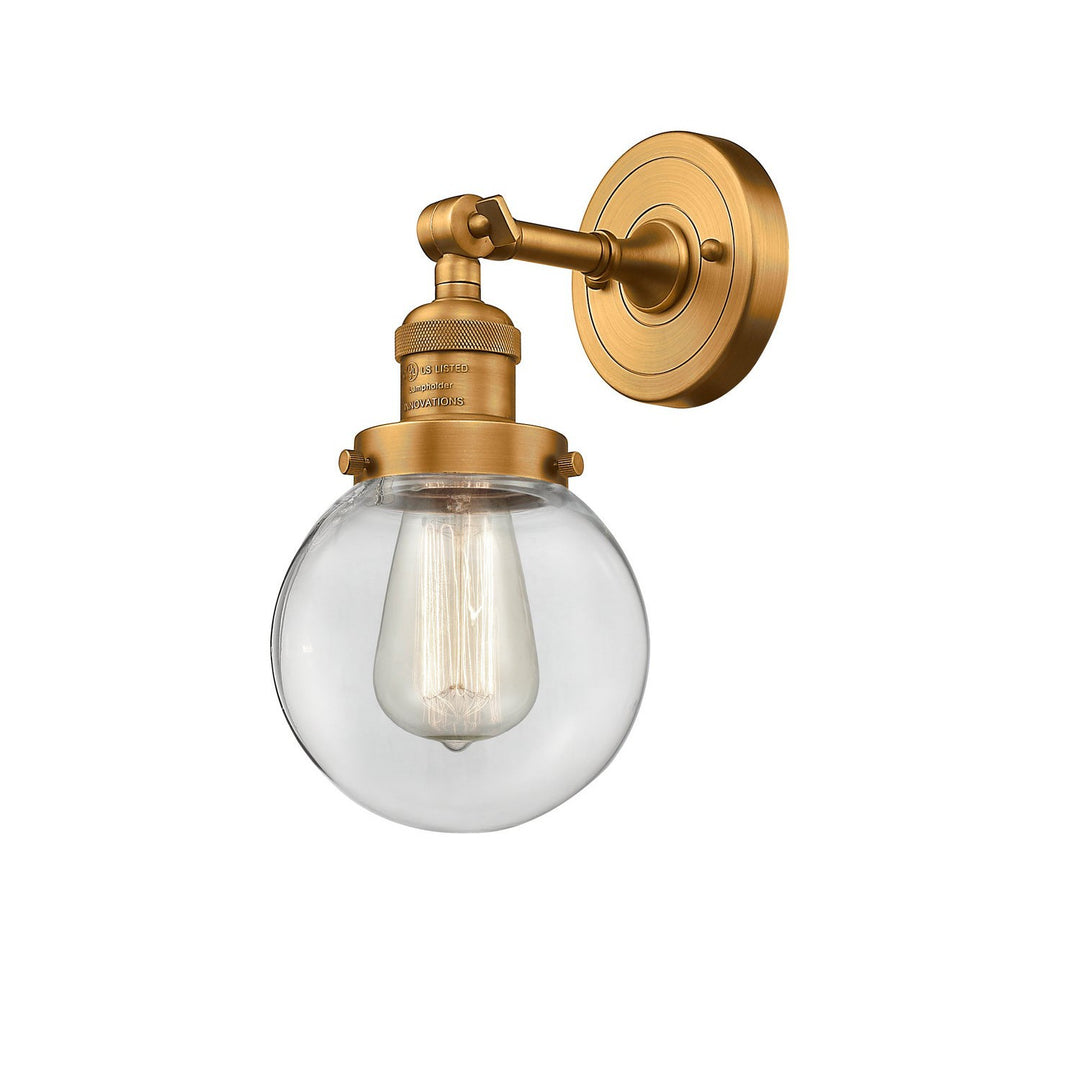 Innovations Franklin Restoration 203-BB-G202-6 Wall Sconce Light - Brushed Brass