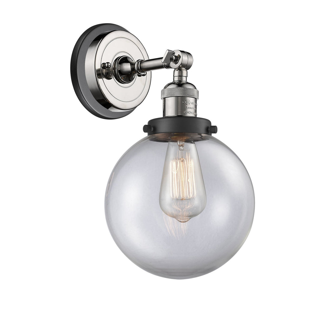 Innovations Franklin Restoration 203BP-PNBK-G202-8 Wall Sconce Light - Polished Nickel