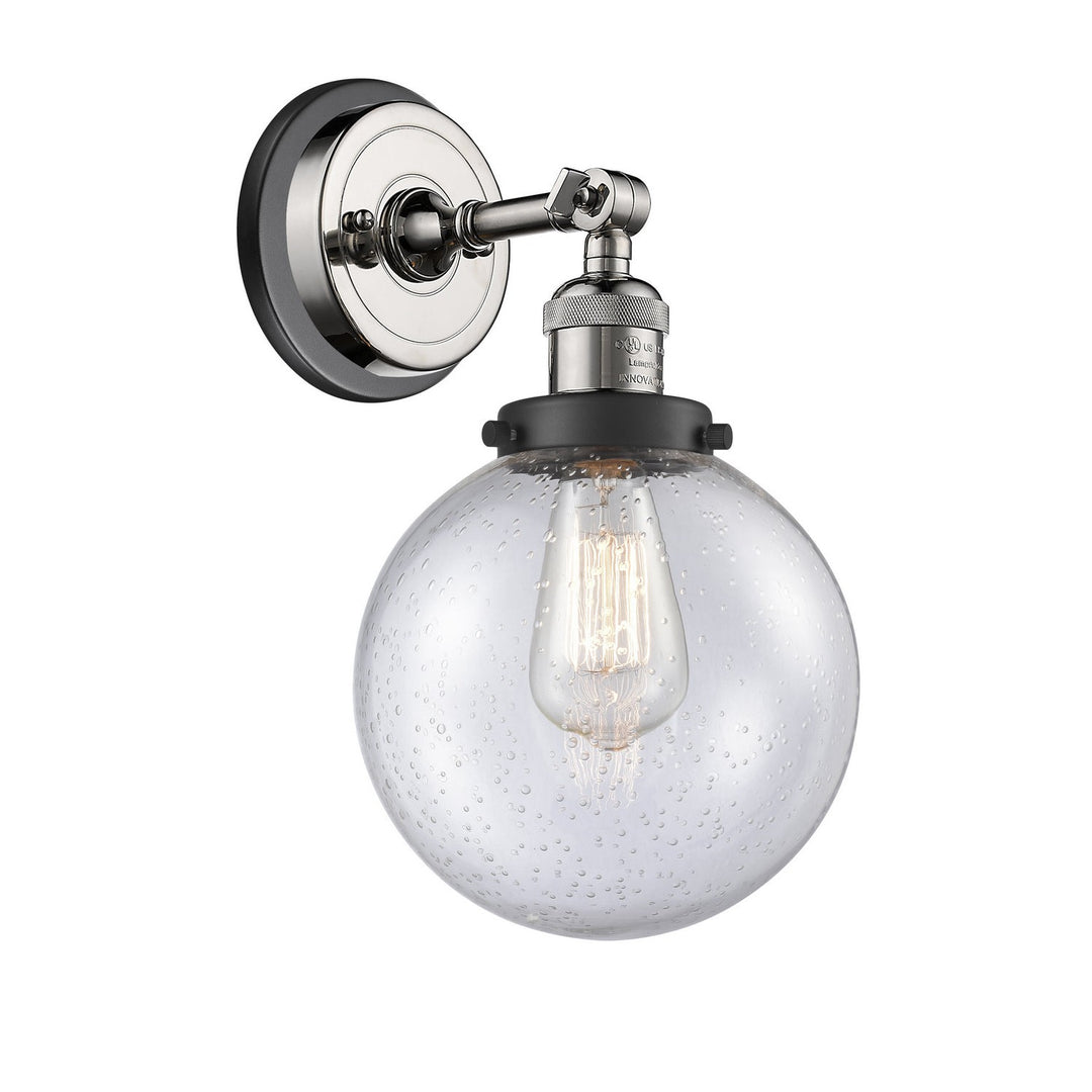 Innovations Franklin Restoration 203BP-PNBK-G204-8 Wall Sconce Light - Polished Nickel