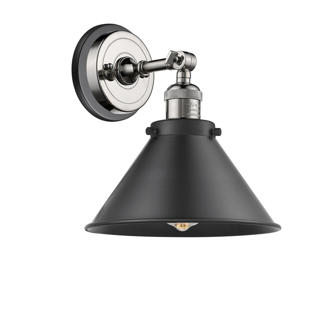 Innovations Franklin Restoration 203BP-PNBK-M10-BK Wall Sconce Light - Polished Nickel