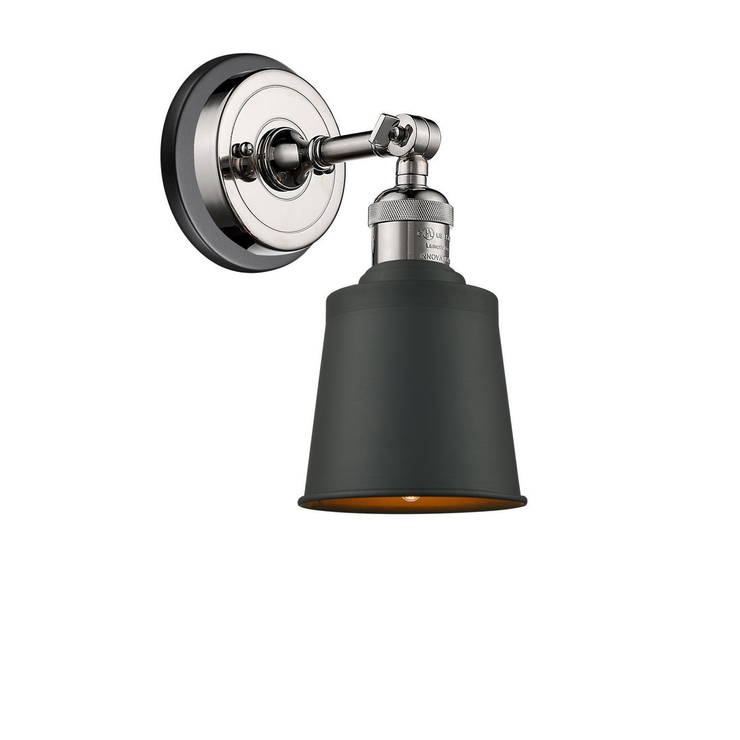 Innovations Franklin Restoration 203BP-PNBK-M9-BK Wall Sconce Light - Polished Nickel