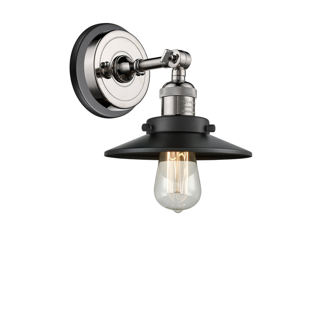 Innovations Franklin Restoration 203BP-PNBK-M6-BK Wall Sconce Light - Polished Nickel