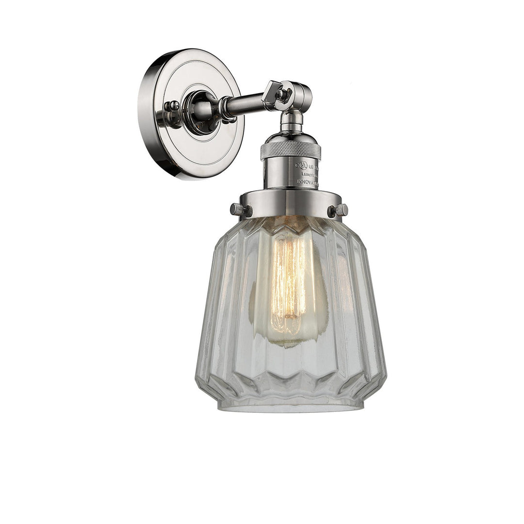 Innovations Franklin Restoration 203-PN-G142-LED Wall Sconce Light - Polished Nickel