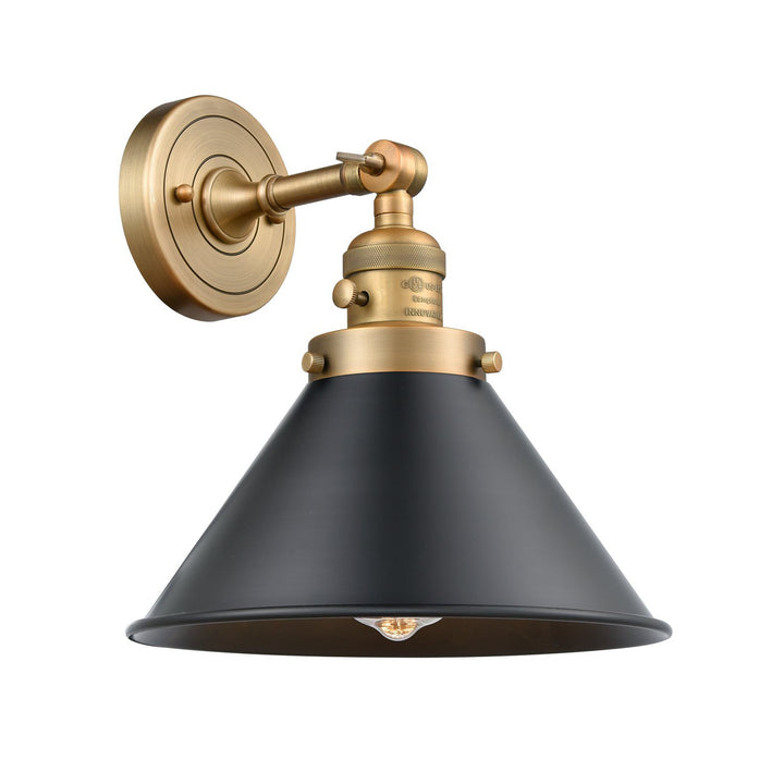 Innovations Franklin Restoration 203SW-BB-M10-BK Wall Sconce Light - Brushed Brass