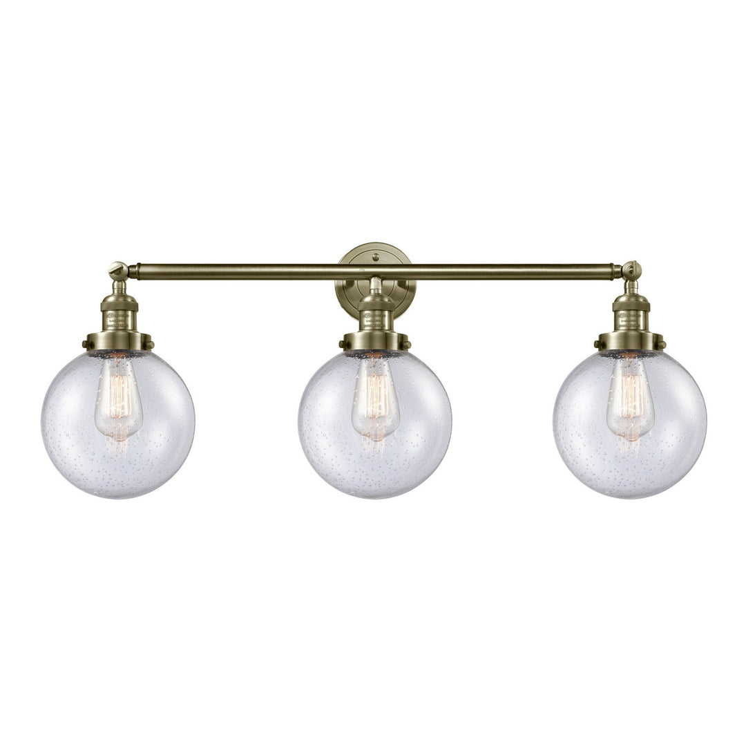 Innovations Franklin Restoration 205-AB-G204-8 Bath Vanity Light 32 in. wide - Antique Brass