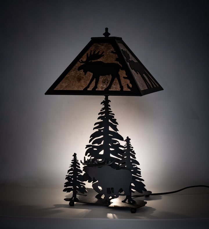 Meyda Tiffany Lighting 102984 Moose On The Loose One Light Table Lamp Lamp Bronze / Dark