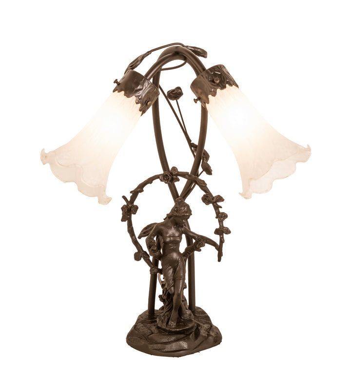 Meyda Tiffany Lighting 109504 White Two Light Table Lamp Lamp Bronze / Dark