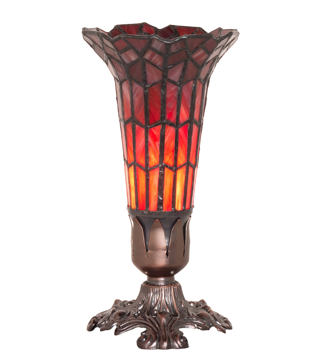 Meyda Tiffany Lighting 239057 Stained Glass Pond Lily Mini Lamp Lamp Bronze / Dark