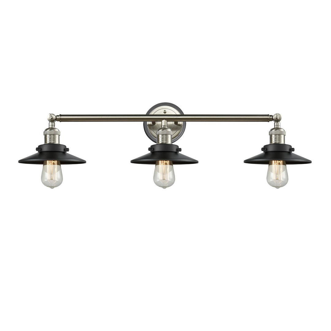 Innovations Franklin Restoration 205BP-SNBK-M6-BK Bath Vanity Light 32 in. wide - Brushed Satin Nickel