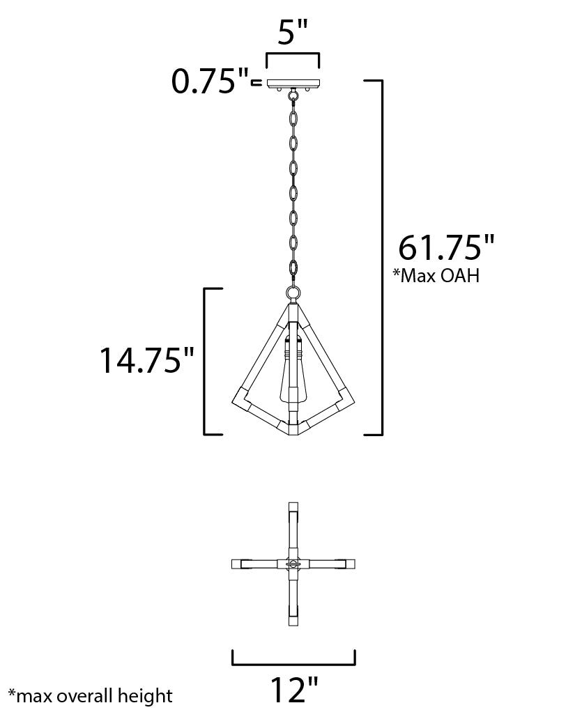 Maxim Vector 12259WOAB Pendant Light - Weathered Oak / Antique Brass