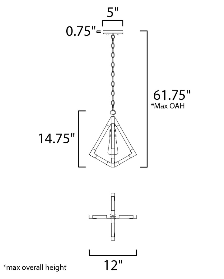 Maxim Vector 12259WOAB Pendant Light - Weathered Oak / Antique Brass