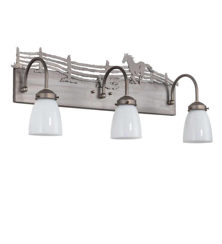 Meyda Tiffany Running Horses 247457 Bath Vanity Light 27 in. wide - Steel
